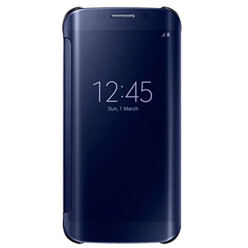 Image of Samsung Clear View Window Flip Premium Case Cover for Samsung Galaxy S6 Edge - Blue