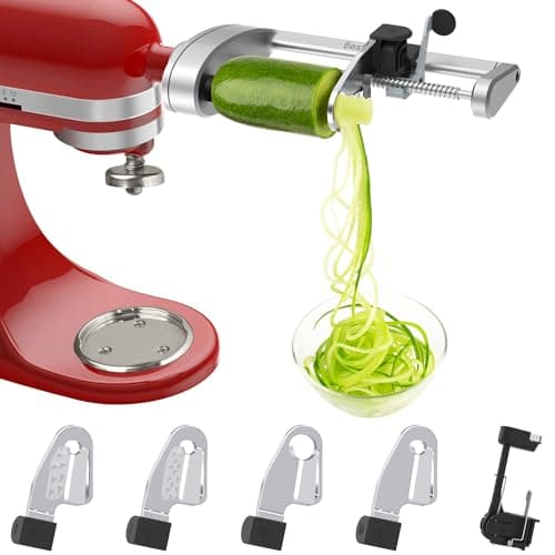 Image of Bestand Spiralizer Attachment (5 Blades) Compatible with KitchenAid Stand Mixer, Comes with Peel, Core and Slice, Vegetable Slicer (Not KitchenAid Brand Spiralizer)