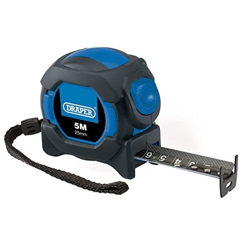 Image of Draper 5m/16ft Auto Lock Tape Measure | 25mm Wide Measuring Tape | Dual Side With Metric and Imperial Graduations | Two Spike Hook | 04751