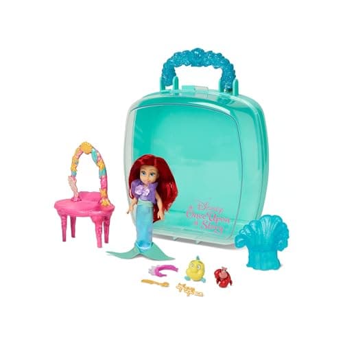 Image of Disney Store Official Disney's Once Upon a Story Ariel Mini Doll Playset, The Little Mermaid, 9 Pc., Toy Figure Set with Accessories, Including Sebastian and Flounder Figures - Suitable for Ages 3+