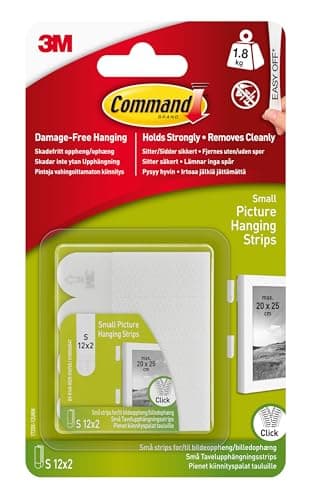 Image of Command Picture Hanging Strips, White, Small - 12 Pairs (24 Strips) Adhesive Strips - for Pictures, Frames, Mirrors, Wall Decor - Damage Free Hanging