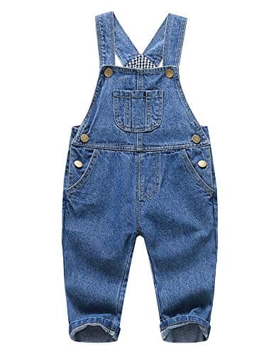 Image of KIDSCOOL SPACE Baby Boy Girl Jean Overalls,Toddler Denim Cute Workwear,Light Blue,3-4 Years