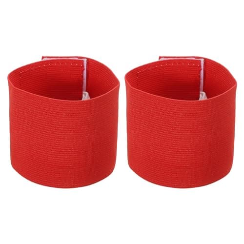 Image of PATIKIL 9.4x2.5 Soccer Captain C Armband, 2 Pack Nylon Unisex Elastic Arm Band Adjustable for Youth Adult Team Training, Red
