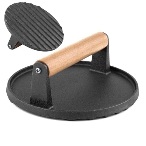 Image of 7-Inch Smash Burger Press for Griddle,Heavy Cast Iron Bacon Press with Solid Wood Handle,Grill Press for Hamburger, Bacon, Meat, Steak, Patty, Sandwich, Barbecue Grilling Tool