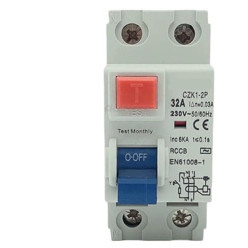 Image of RCD RCCB ELCB7-2P 230VAC 2P25A 40A 63A 30mA RCCB Residual Current Circuit Breaker Operation Protection Device Electrical Tools(AC Class EC Type,2P25A100MA)
