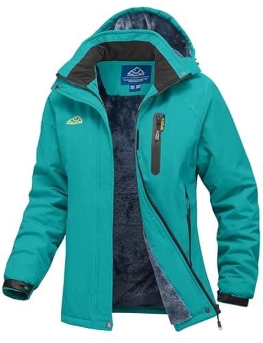 Image of donhobo Women's Waterproof Hiking Jackets,Women's Winter Ski Jackets,Ladies Outdoor Fleece Walking Jacket Coat Blue L
