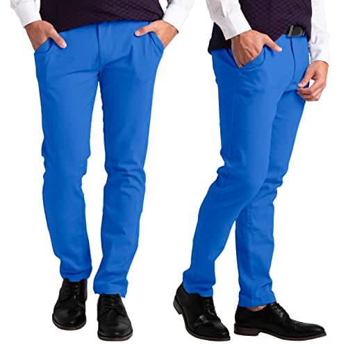 Image of westAce Mens Slim-Fit Chino Trousers Casual Classic Straight Leg Cotton Flexible Comfort Multi Colours Flat-Front Chino Full Pants Waist Size 30-40 (Royal Blue, 32 x 32)