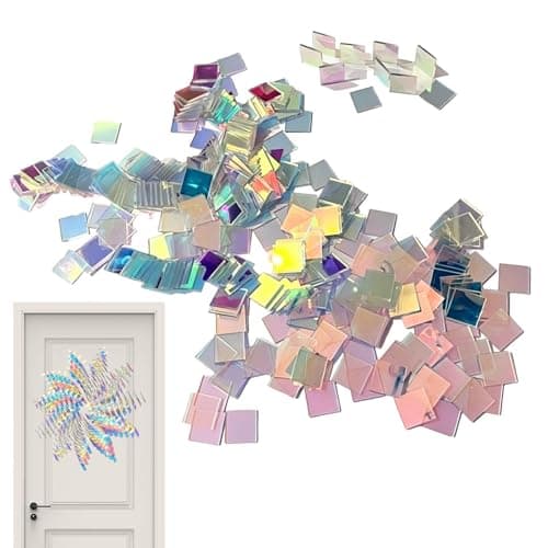 Image of 100pcs Mosaic Tiles for Crafts, Mini Rainbow Holographic Acrylic Squares, 3 * 3cm Transparent Two-Color Rainbow Acrylic Sheet, DIY Handmade Acrylics Decorative Paintings for Home Crafts Art Party
