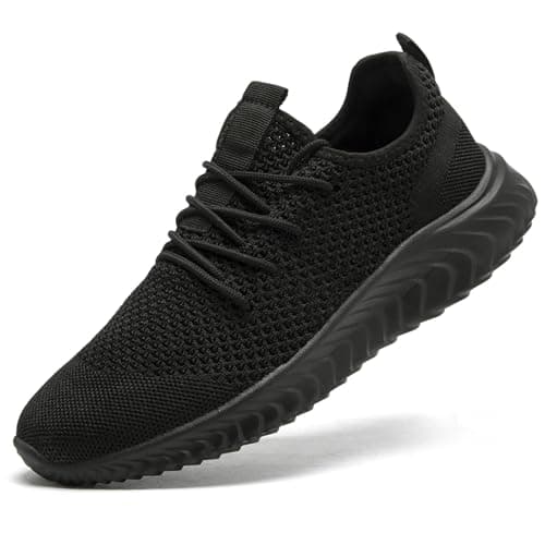 Image of ZMBCYG Mens Trainers Running Sneakers Walking Tennis Black Shoes for Men Sports Lightweight Mesh Casual Gym Slip on 12