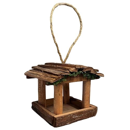 Image of Selections Hanging Wooden Garden Wild Bird Table Feeder