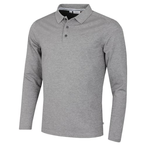 Image of Calvin Klein Mens Long Sleeve Campus Polo Shirt - Grey Marl - M