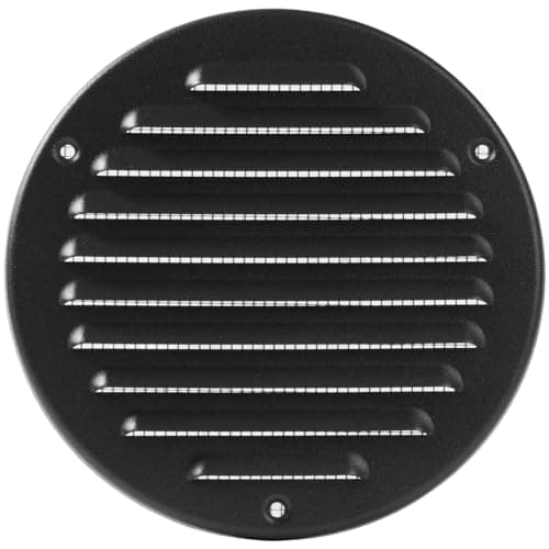 Image of Vent Systems 125 mm / 4.92" Inch - Black Metal Vent Cover - Round Soffit Air Vent Louver - Grille Cover - Built-in Insect Screen - HVAC Vents for Bathroom, Home Office, Kitchen