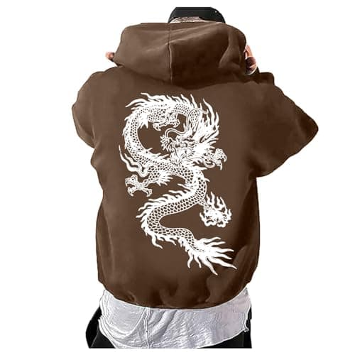 Image of Generisch Hoodie L Leisure 3D Digital Print Hoodie Long Sleeve Hoodie Top Men's Pullover Red, brown, L