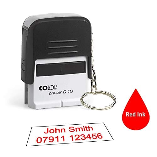 Image of Colop C10 Keyring 26 x 9mm Personalised Custom Made Self-Inking Business Address Rubber Stamp
