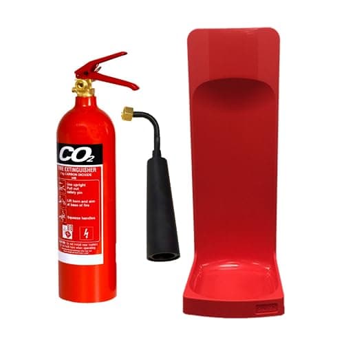 Image of 2kg Co2 Fire Extinguisher Economy with Single Red Fire Extinguisher Stand - FireShield