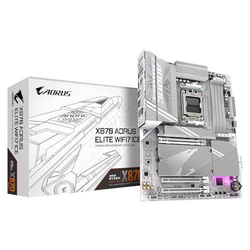 Image of GIGABYTE X870 AORUS Elite WIFI7 ICE Motherboard - Supports AMD Ryzen 9000 CPUs, 16+2+2 Phases Digital VRM, up to 8000MHz DDR5 (OC), 3xPCIe 5.0, Wi-Fi 7, 2.5GbE LAN, USB 4