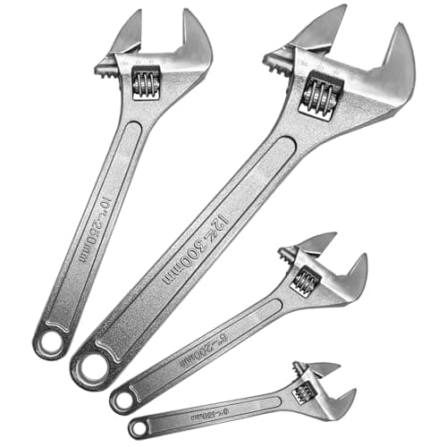 Image of WAIZHIUA 4Pcs Adjustable Spanner Set, 4 Sizes Adjustable Wrench Set Multifunctional Carbon Steel Shifter Spanners for Home Bathroom Garage Maintenance Repair(6in/8in/10in/12in)
