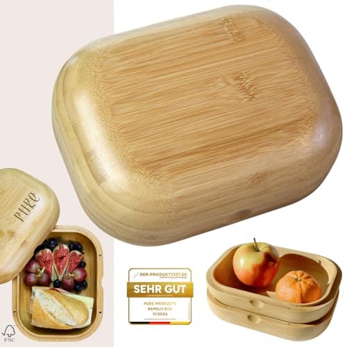 Image of Pure Bamboo Lunch Box for Adults, Various Designs, Office, High Quality, Outdoor Lunch Box, 100% Plastic-Free, BPA-Free, Handmade, 1000 ml (Natural, 1000 ml)