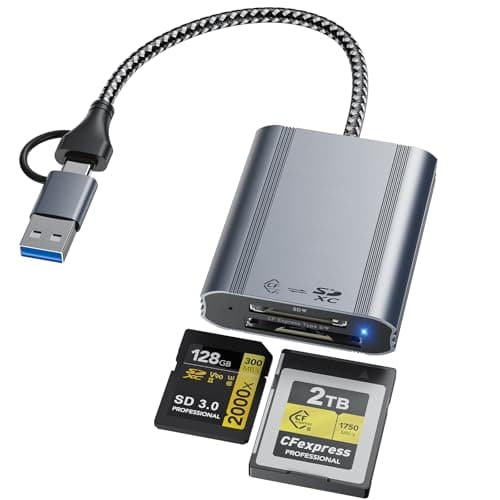 Image of 2 in 1 CFexpress Type B & SD Card Reader 10Gbps USB3.1 Gen2, Aluminum USB-A/USB-C Typ B CFexpress Adapter Camera External Memory Card Reader Support Windows/Mac OS/Linux/Android