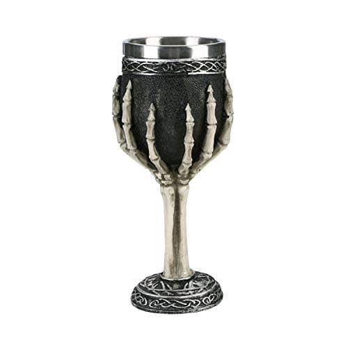 Image of LONTG Skull Goblet Mug Skeleton Hand Resin Wine Stainless Steel Beer Cup Drinking Medieval Drinkware Wineglasses for Halloween Party Christmas Birthday Unique Gift