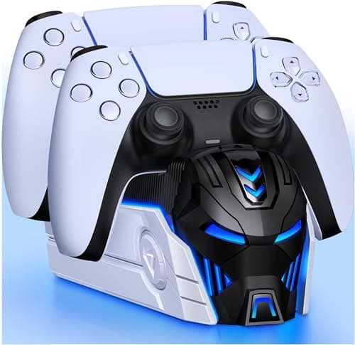 Image of HELLCOOL PS5 Controller Charger, PS5 Charging Station Accessories for Playstation 5 Controller, Docking Station for Edge Controller, Charger Dock with Unique Look/Cool RGB