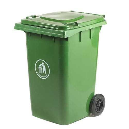 Image of GPC LWB360Y_GR Polypropylene Wheel Bin, 360L Capacity, 85cm x 71cm x 112cm, Green