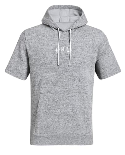 Image of Under Armour Mens Rival Terry Short Sleeve Graphic Hoodie, Grey / White / Black 011, XL
