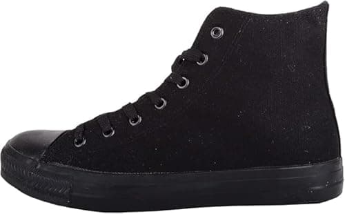 Image of Mens Slip On Lace Up High Top Canvas Summer Trainers Pumps Sneakers Men Casual Comfy Shoes 6-11 (All Black, UK Footwear Size System, Adult, Women, Numeric, Medium, 7)