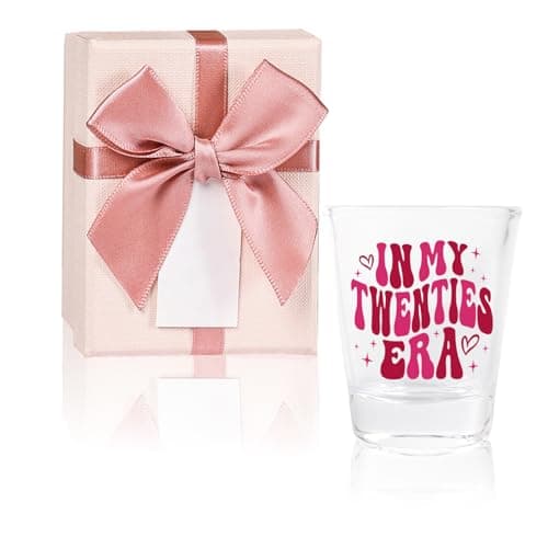 Image of 20th Birthday Gift for Her - Pink Shot Glass Decorations for 20th Bday Celebration, Unique Party Favors for Daughter, Sister, or Friends - Turning 20 Gift