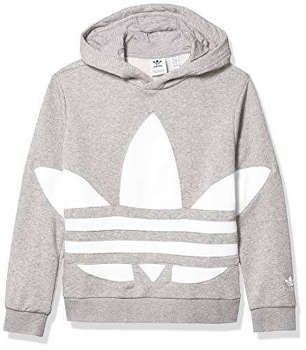 Image of adidas Originals Kids' Big Trefoil Hoodie Sweatshirt - grey - Medium