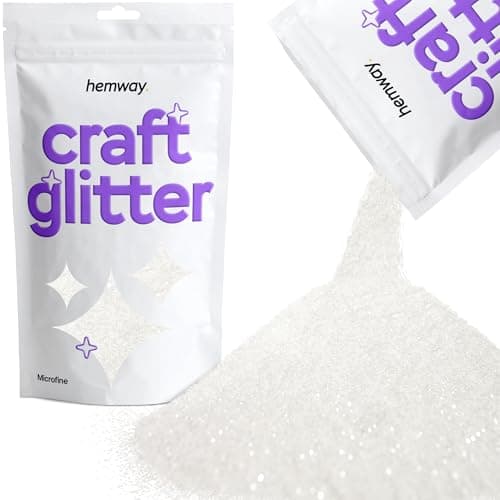 Image of Hemway Craft Glitter White Iridescent 100g Microfine Glitter for Crafts, Resin, Cosmetic, Nail, Face, Body, Festival, Tumblers, Art, Candle, Crafting
