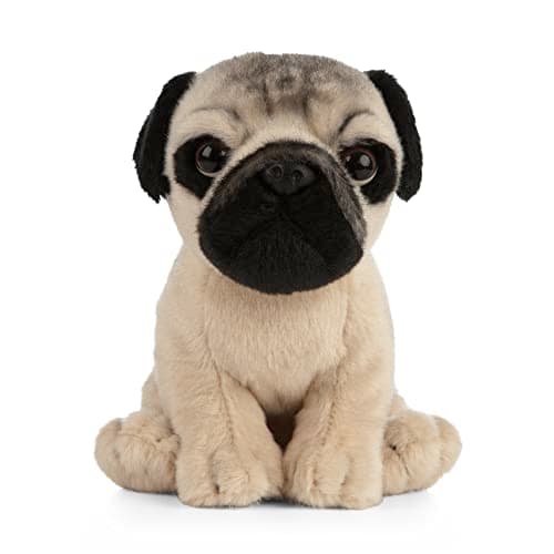 Image of Living Nature Pug Puppy Soft Toy – 16 cm Fluffy Realistic Dog Plush, Cuddly Stuffed Animal Gift for Kids & Babies