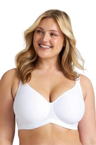 Image of Miss Mary of Sweden Cooling T-Shirt Bra for Women — Underwired Bra for Hot Flushes, Moisture Wicking Full Coverage, Padded Adjustable Straps, Plus Size White