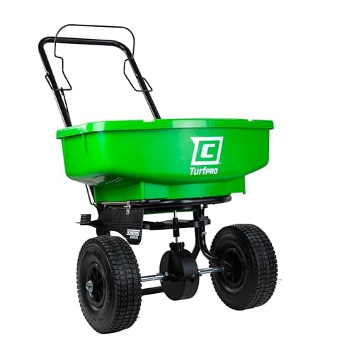 Image of Chapin 89000A Spreader, Lawn and Garden, 80Lbs, Broadcast, Push, Walk Behind, 10" Tires, Weather-Proof, Poly Hopper, Pull-Bar Lever with 15 Setting Gate, Spreads Fertilizer and Seeds