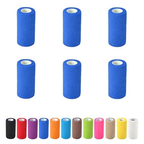 Image of 6 Pack Self Adhesive Bandage Wrap, 10cm x 4.5m Non-Woven Self Adherent Cohesive Bandage, Vet Wrap Wound Tape for Thumb Finger Wrist Knee Ankle, Royal Blue