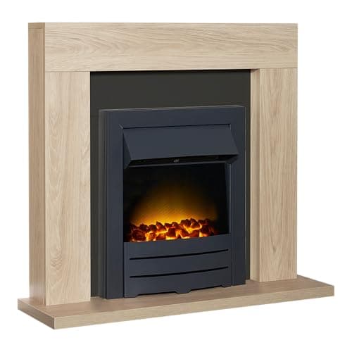Image of Adam Malmo Fireplace in Oak & Black with Colorado Electric Fire, 39 Inch
