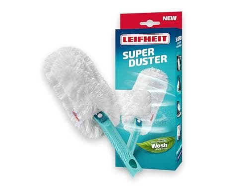 Image of Leifheit SUPERDUSTER, washable feather duster for quick dust removal, suitable for corners and niches, compatible with click system, wash don't trash