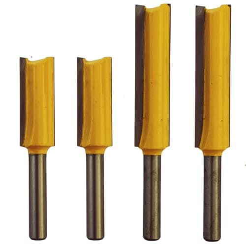Image of Rennie Tools - 4pcs 1/2" Cutting Diameter x 1/4" Shank x 50mm Flute & 32mm Flute Extra Long TCT Tipped 2 Flute Straight Router Kitchen Worktop Cutter Bit. Compatible With Dewalt Makita Bosch Katsu Etc