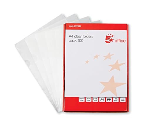 Image of 5 Star Office Folder Cut Flush Polypropylene Copy-safe 90 Micron A4 Clear [Pack 100]