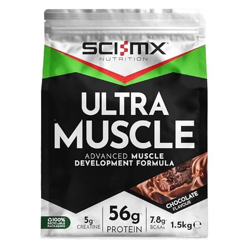 Image of SCI-MX Ultra Muscle - Protein Powder for Muscle Development + 23 Vitamins & Minerals - Chocolate • 56g Protein + 5g Creatine + 7.8g BCAAs per Serving • 1.5kg