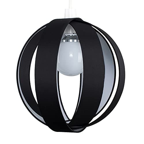Image of MiniSun | Modern Black Fabric Cocoon Globe Style Ceiling Light Shade | Pendant Lights, Home Décor & Improvement Essential | 29cm Shade Width