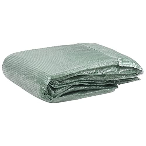 Image of vidaXL Greenhouse Replacement Cover, 300x150x200 cm - Green, PE Material, Features Ventilation Windows and Door for Plant Protection