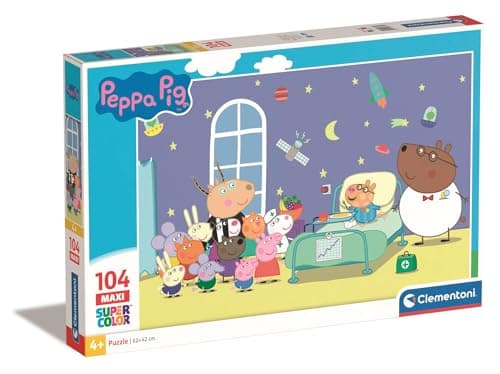 Image of Clementoni - 23735 - Supercolor Puzzle Peppa Pig - 104 maxi pieces - jigsaw puzzles for kids age 4 - Made in Italy, cartoon puzzles