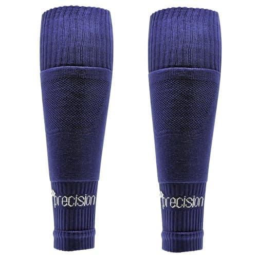 Image of Precision Training Pro Junior Footless Sleeve Sport Socks, Stretch Fit, Compression Support for Football, Rugby and Hockey, Navy Blue, Sizes 12 Child UK - 6 UK