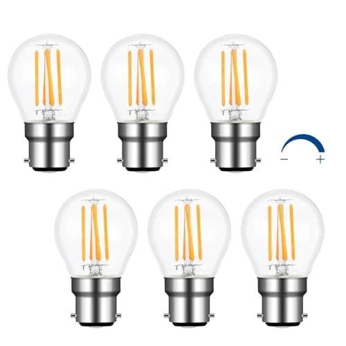 Image of Akynite G45 B22 LED Bulb Dimmable 4W Warm White 2700K, 400LM, B22 40W Equivalent, AC 220V, Golf Ball Large Bayonet Cap, P45 LED Filament Bulb, BC Mini Globe Bulbs, 6PCS