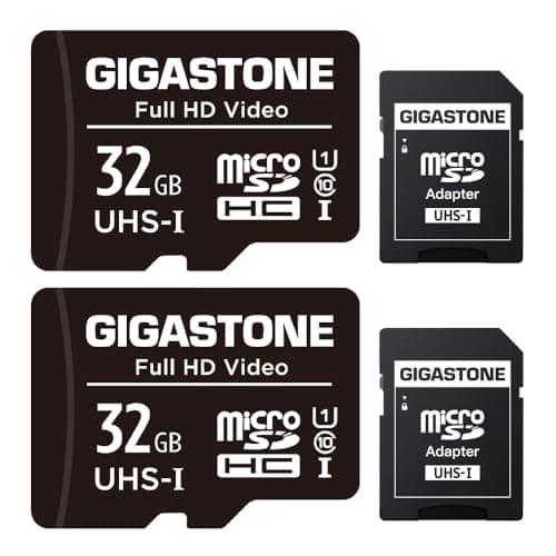 Image of Gigastone 32GB 2-Pack Micro SD Card with Adapter, U1 C10 Full HD, SDHC UHS-I Memory Card