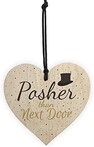 Image of Red Ocean Posher Than Next Door Neighbour Wooden Heart Shabby Chic Wall Garden Plaque Funny Friendship Family