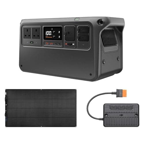 Image of DJI Power 1000 V2 Portable Power Station with 200W Flexible Solar Panel, 1024Wh LFP Battery, 2600W Output, 0-80% in 37 Mins, Compact Size, RVs, Balconies, Rooftops, Generator for Home