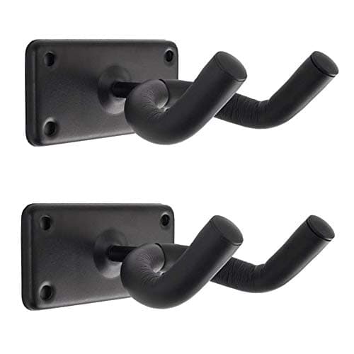 Image of CAIHONG Guitar Wall Mount 2 Pack, Metal Square Guitar Wall Hangers Hook Bracket Holder Stand Display with Screws - Easy to Install - Fits All Size Guitars, Bass, Mandolin, Banjo, Ukulele