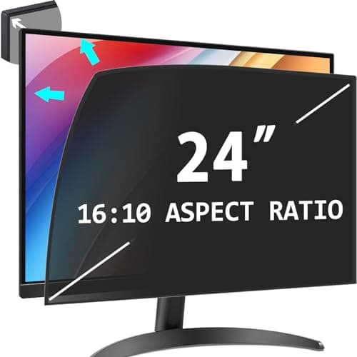 Image of PYS Upgraded Privacy Filter for 24 Inch 16:10 Ultra Narrow Bezels Monitor Self-adhesive No Sticker Needed Anti-Glare Anti Blue Light UV-Blocking Screen Protector